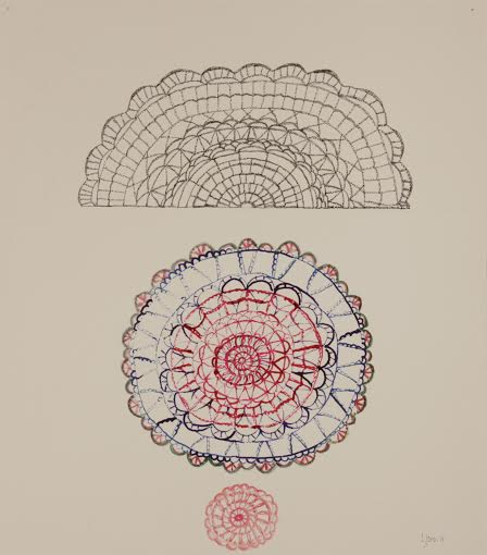 Pitsin kiehtovuus 3, akvarelli ja tussi 45x32 2014