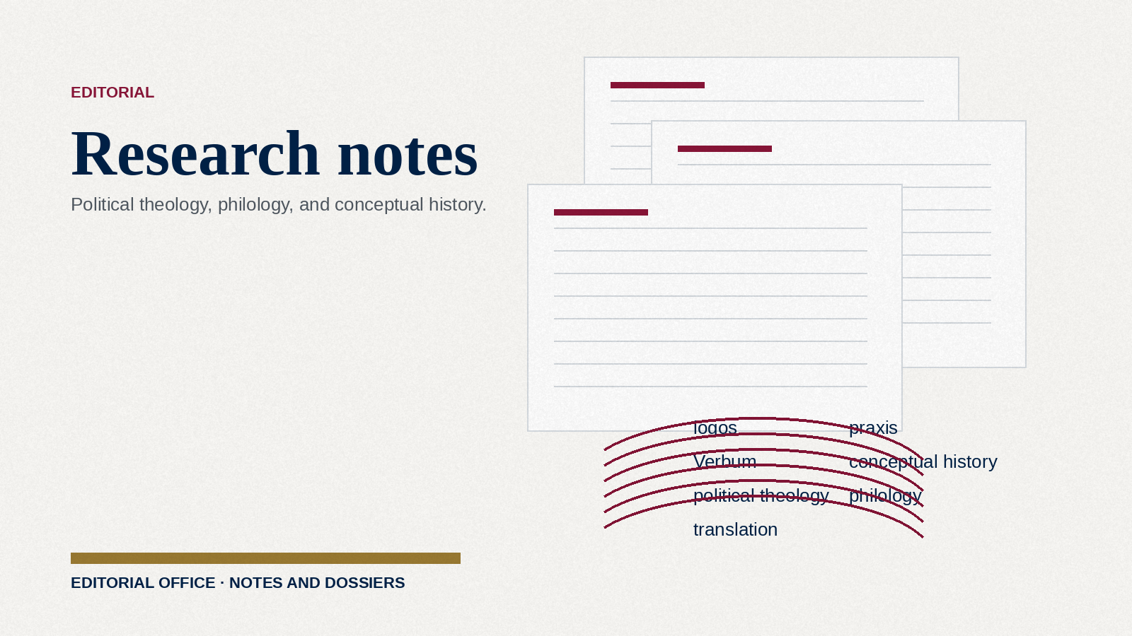 LEFT-P feature cover for research notes on political theology, philology, and conceptual history