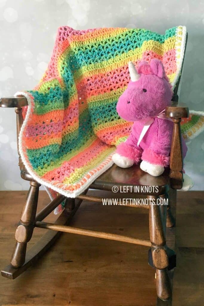 Download the free quilt pattern here. Crochet Neon Baby Blanket Free Pattern Left In Knots
