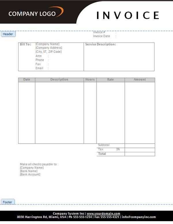 hourly work invoice template cards design templates