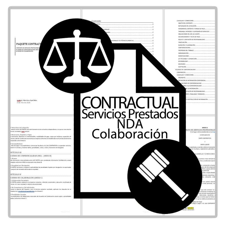 PAQUETE Contractual Servicios Profesionales + NDA + Colaboración