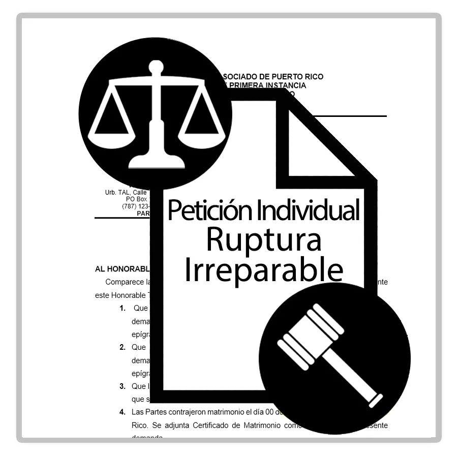 PAQUETE: Demanda Divorcio Ruptura Irreparable (Petición Individual) + Juramento + Solicitud Emplazamiento