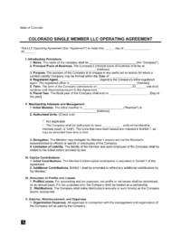 Free colorado llc operating agreement template