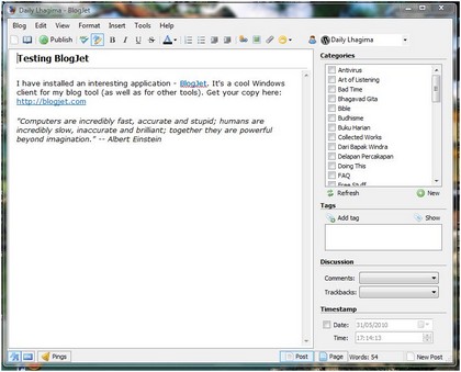 BlogJet Interface