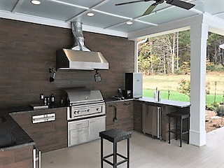covered porch outdoor kitchen