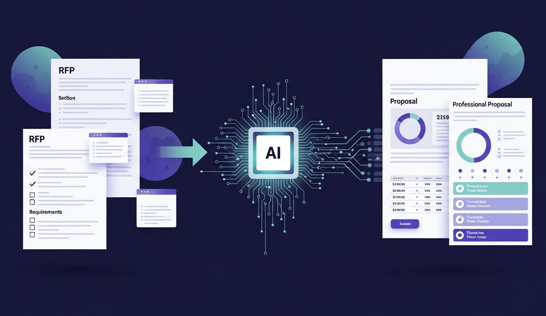 AI converting an RFP document into a complete sales proposal automatically