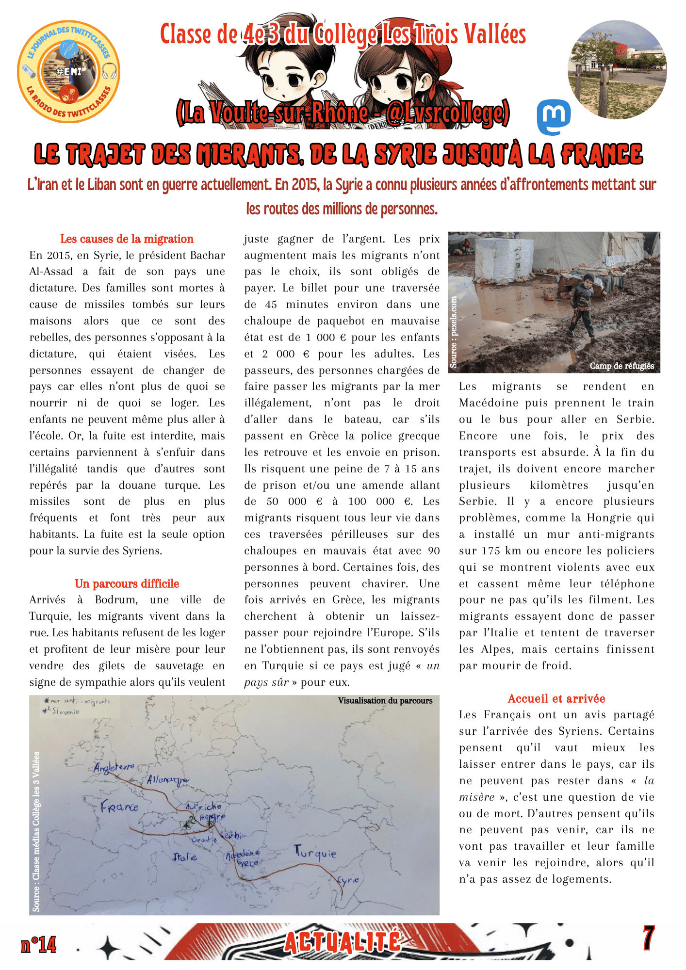 JDT 14 – Le trajet des migrants, de la Syrie à la France