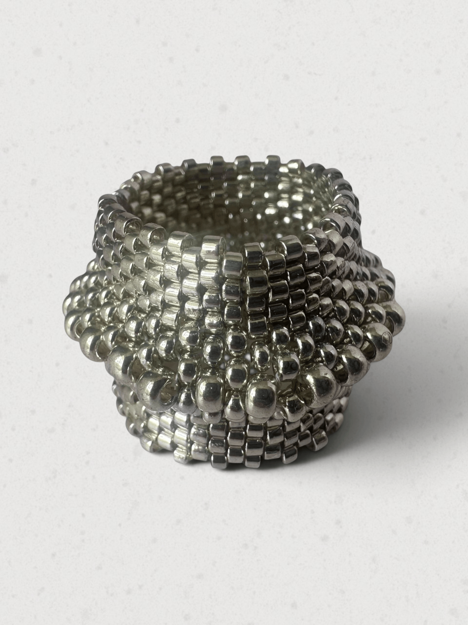 Silver Ridge Sculptural Miyuki Bead Ring