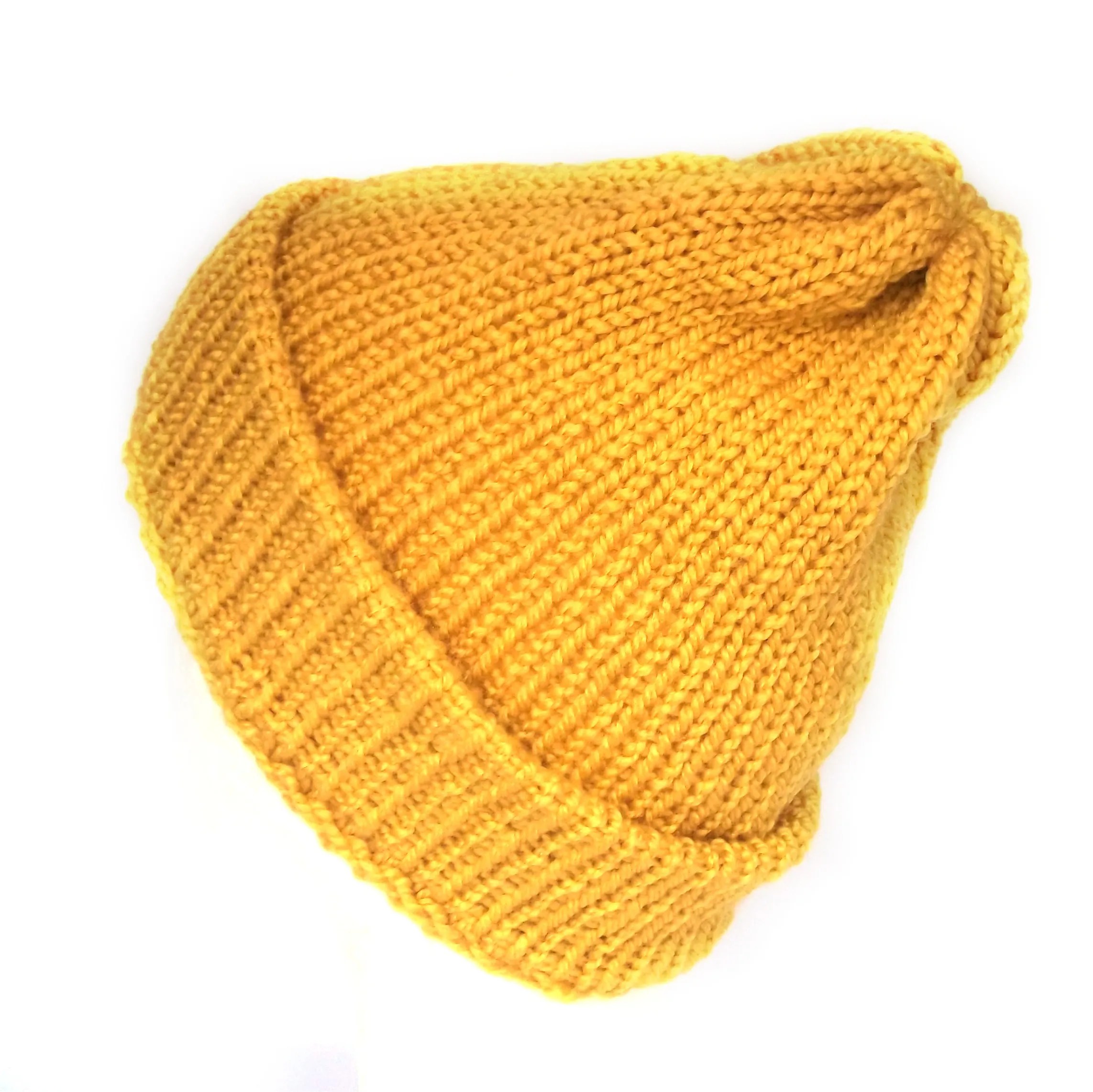 Mustard yellow slouchy beanie, handmade 