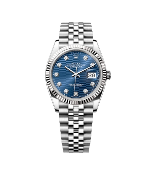 롤렉스 데이저스트 36mm 126234-0057 Full 904L Diamond Fluted Motif Blue Dial Jubilee[CLEAN]