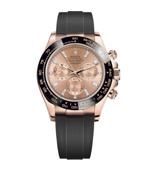 롤렉스 데이토나 40mm 116515LN Rose Gold Rubber Strap Baguette Diamond Pink Dial[CLEAN]