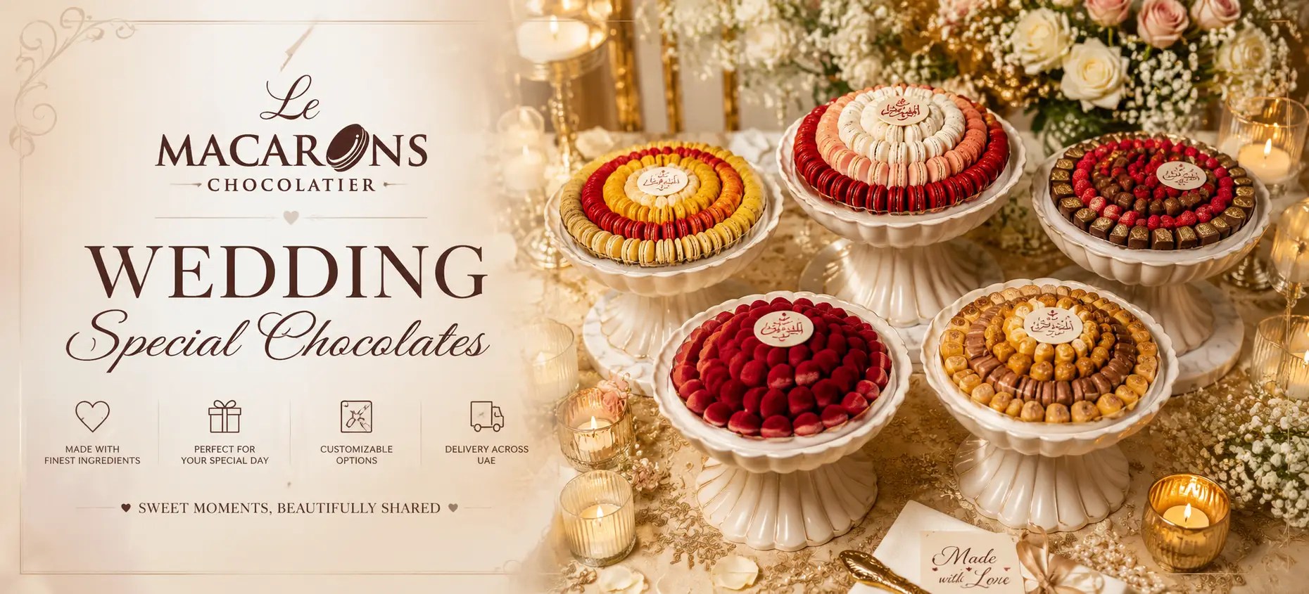 Wedding special chocolates UAE gift box by Le Macarons Chocolatier