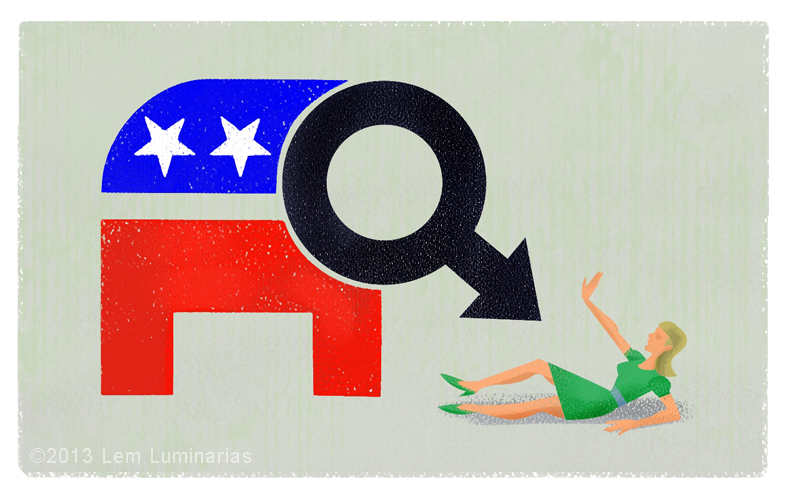 Cartoon of GOP War on Women by Lem Luminarias