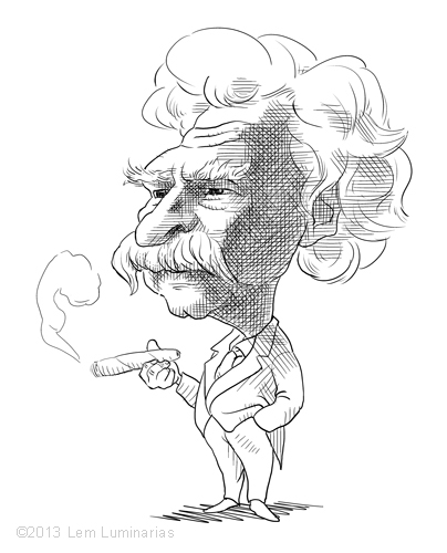 Caricature of Mark Twain by Lem Luminarias