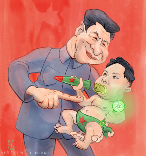 Caricature of Xi Jinping and Kim Jong-un by Lem Luminarias