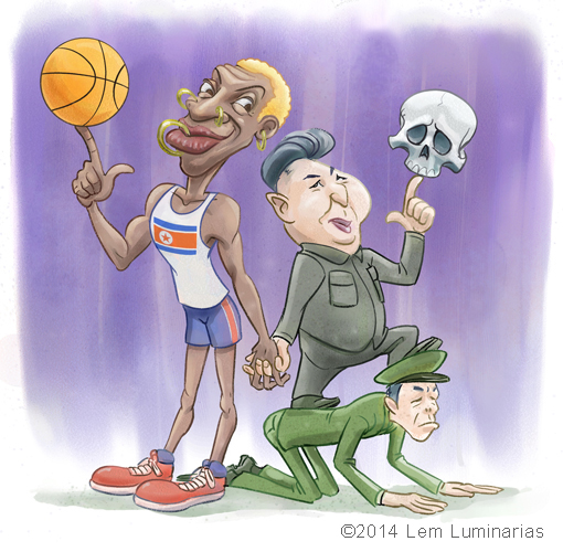 Caricature of Dennis Rodman and Kim Jong-un by Lem Luminarias