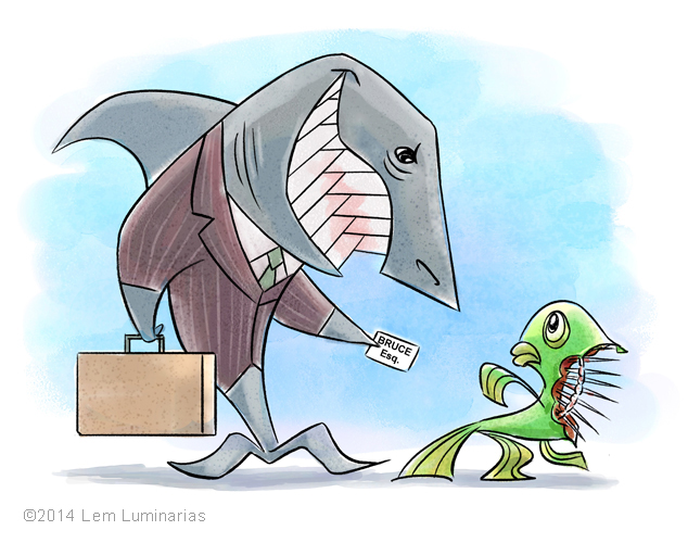 Cartoon Shark Lawyer by Lem Luminarias
