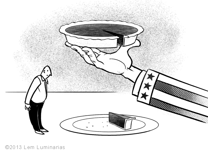Editorial Art: Tax Slice by Lem Luminarias