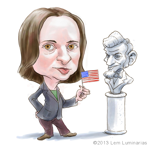Caricature of Sarah Vowell by Lem Luminarias
