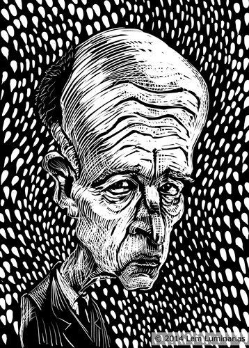 Scratchboard Caricature of California Governor Jerry Brown by Lem Luminarias