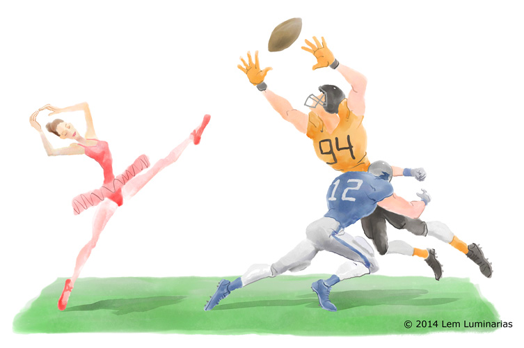 Ballerina Punt, humorous illustration by Lem Luminarias