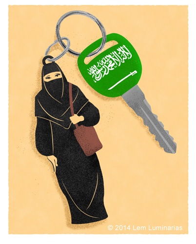 Editorial Cartoon about Saudi women's driving rights by Lem Luminarias