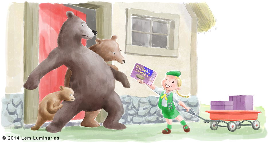 Three bears illustration by Lem Luminarias