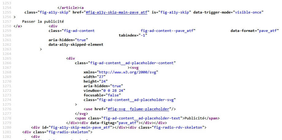 Alt: Example of a website source code