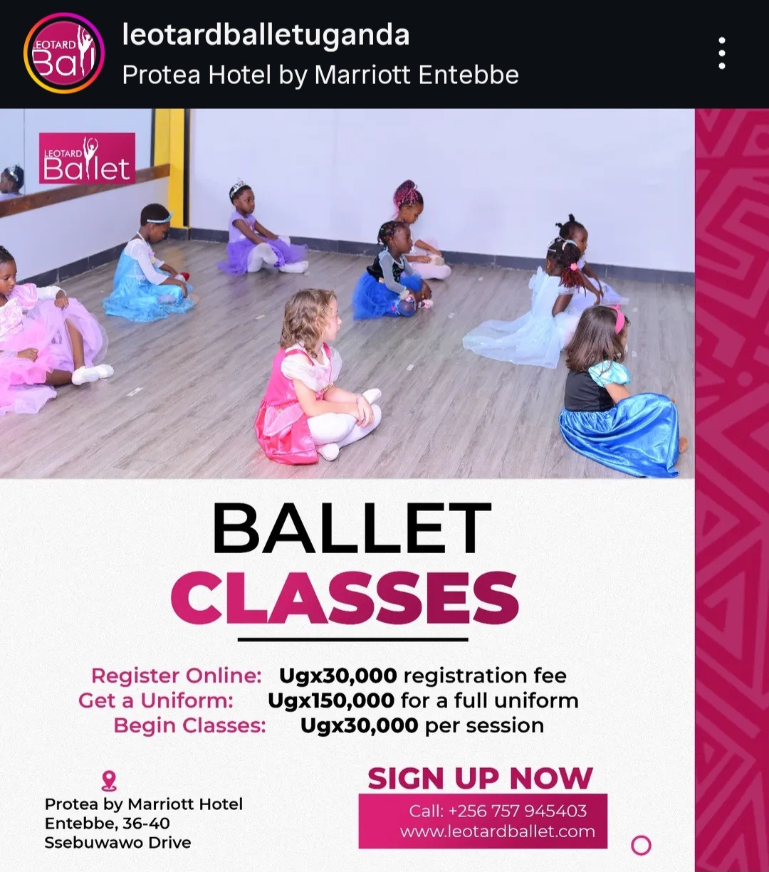 Entebbe Junior School Cambridge student learning ballet at Leotard Ballet