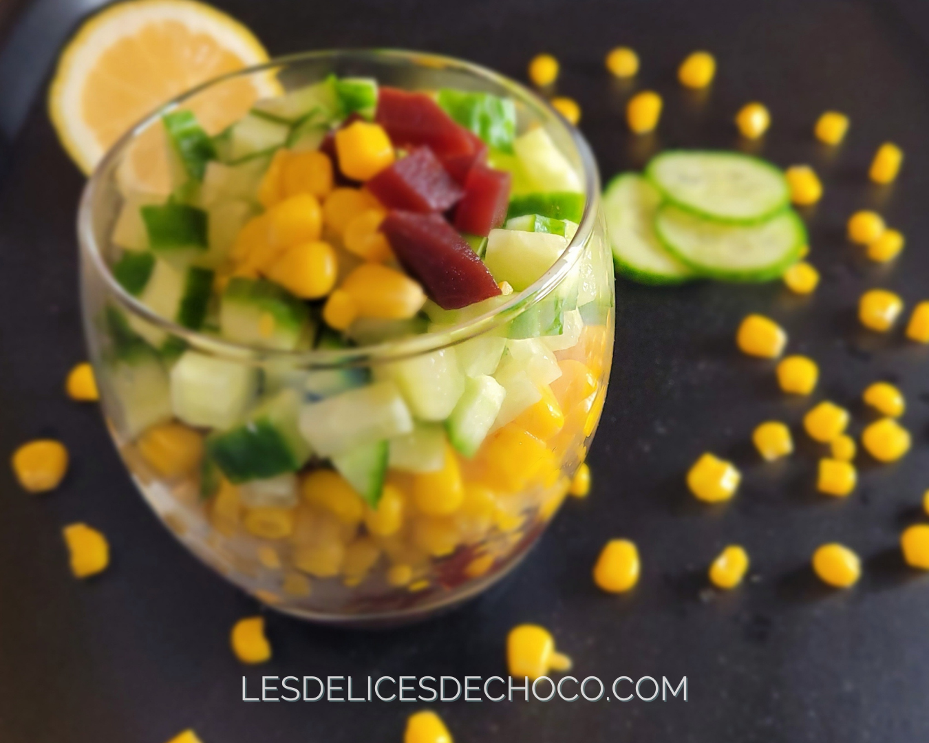 VERRINE BETTERAVE, MAÏS ET CONCOMBRE Healthy, Vegan & Gluten Free