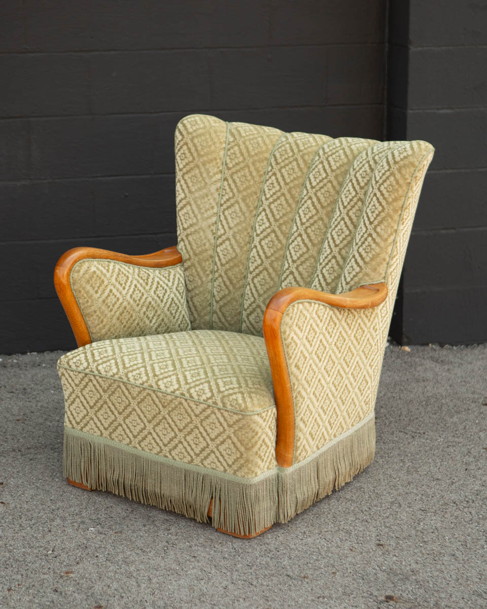 1940s Danish Modern Mohair Chair With Fringe