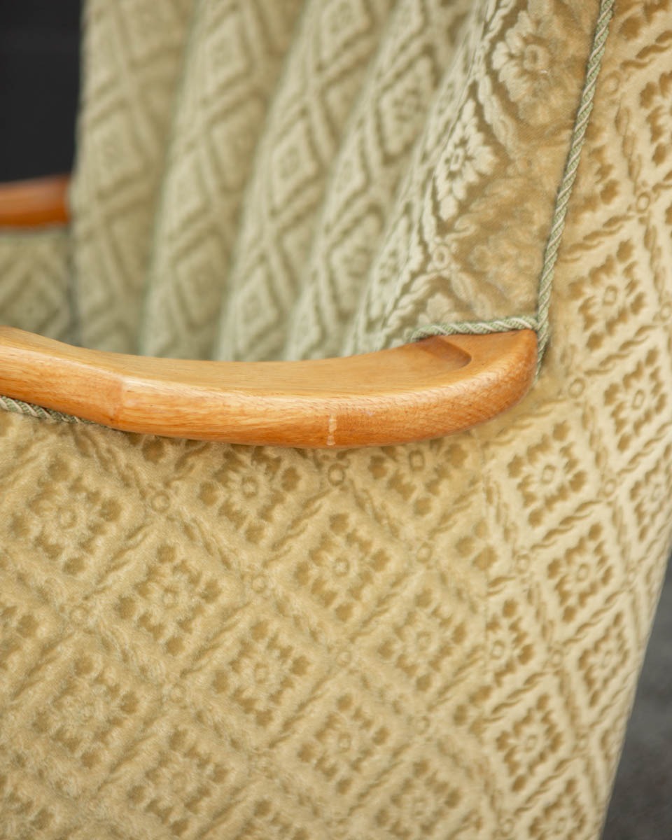 1940s Danish Modern Mohair Chair With Fringe - Image 2
