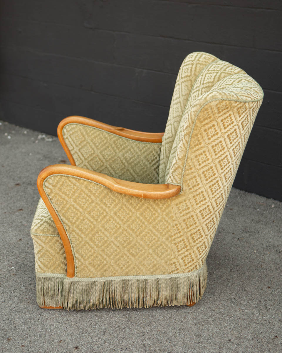 1940s Danish Modern Mohair Chair With Fringe - Image 3