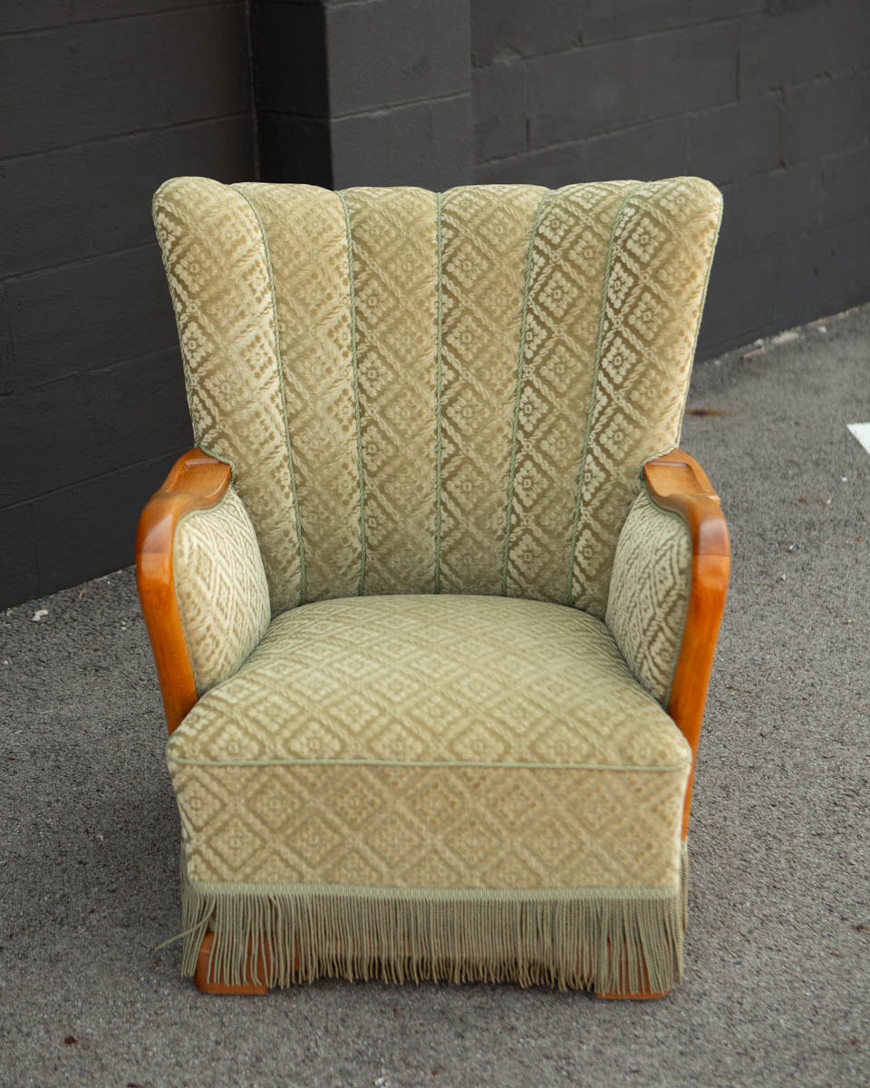 1940s Danish Modern Mohair Chair With Fringe - Image 4