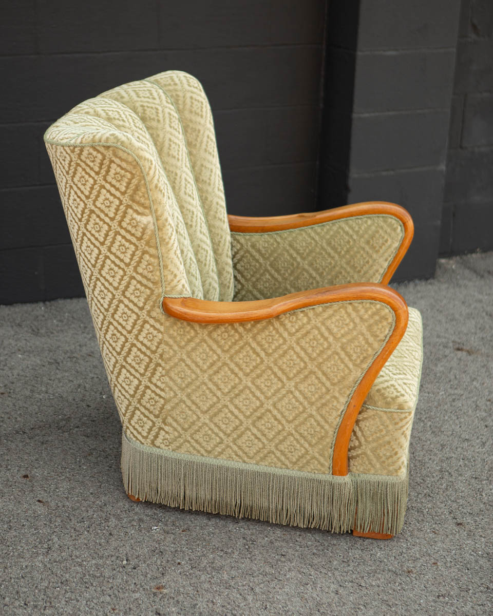 1940s Danish Modern Mohair Chair With Fringe - Image 5