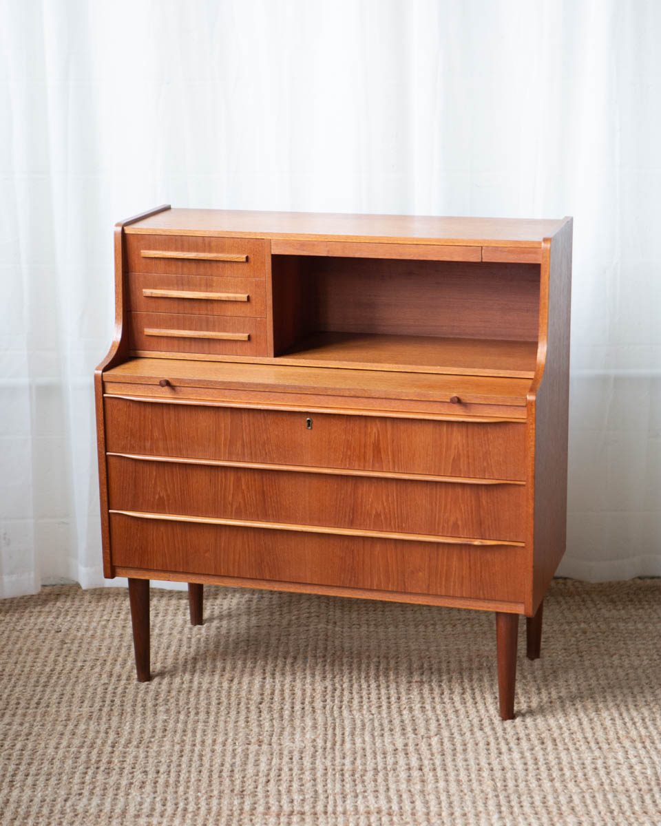 Danish Teak Petite Secretary Desk - Image 7
