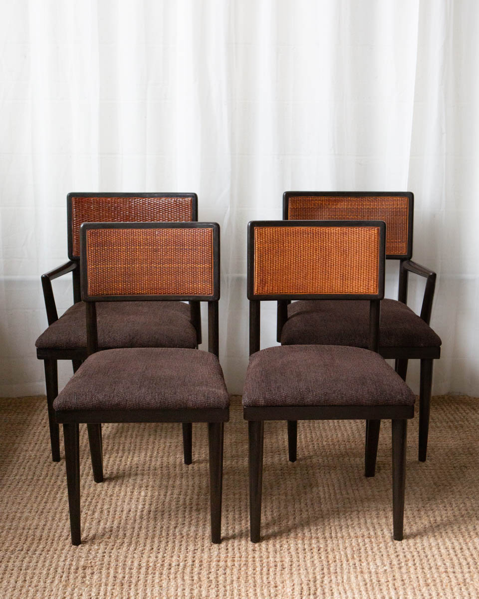 Cane and Wood Dining Chairs (4)
