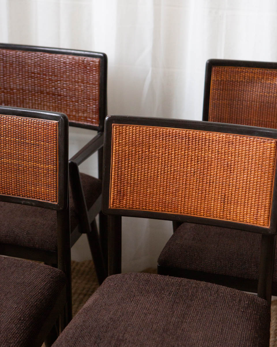 Cane and Wood Dining Chairs (4) - Image 2