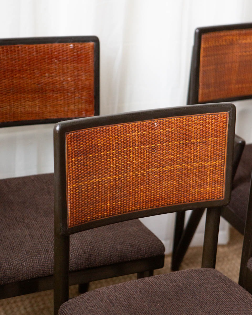 Cane and Wood Dining Chairs (4) - Image 4