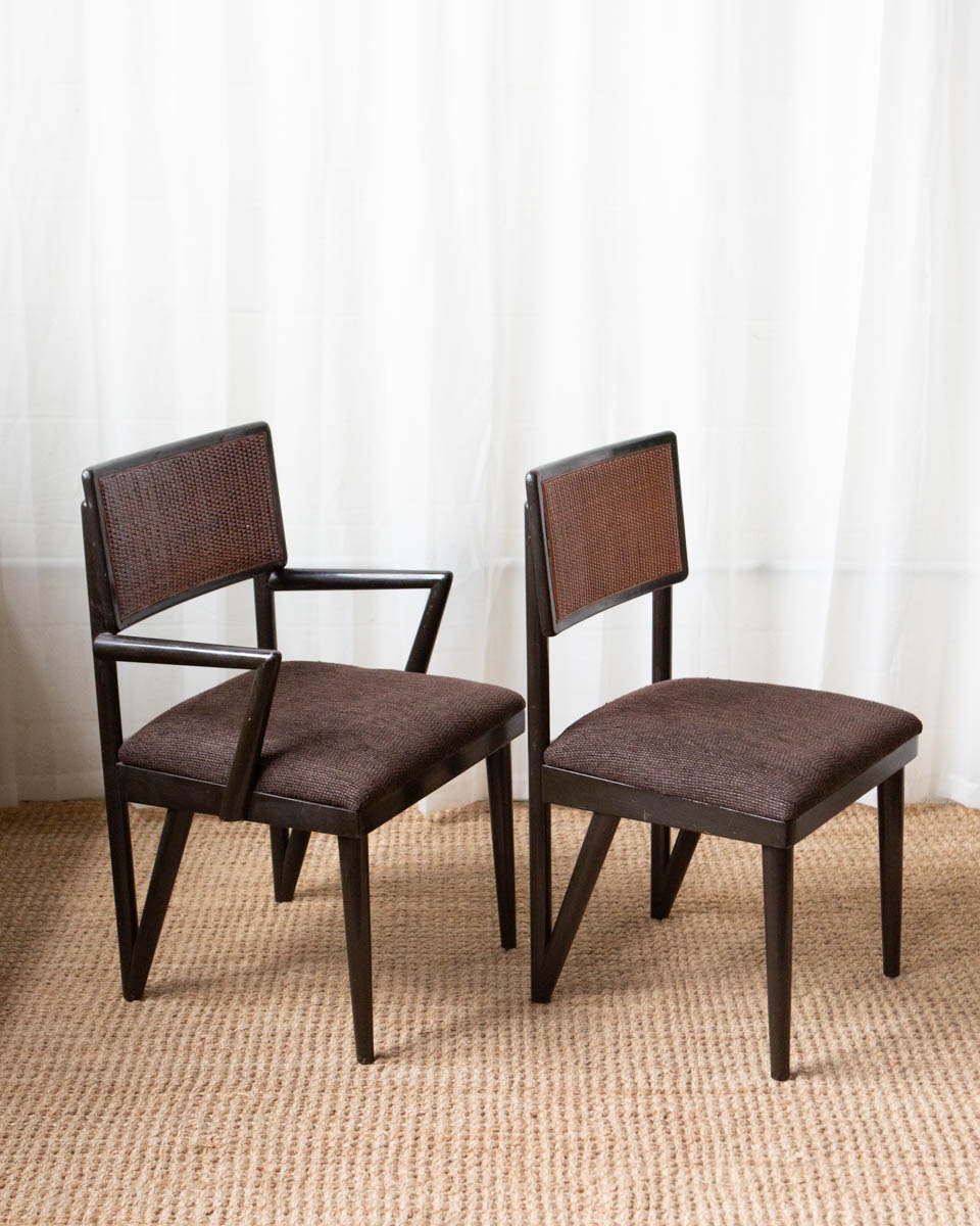 Cane and Wood Dining Chairs (4) - Image 7