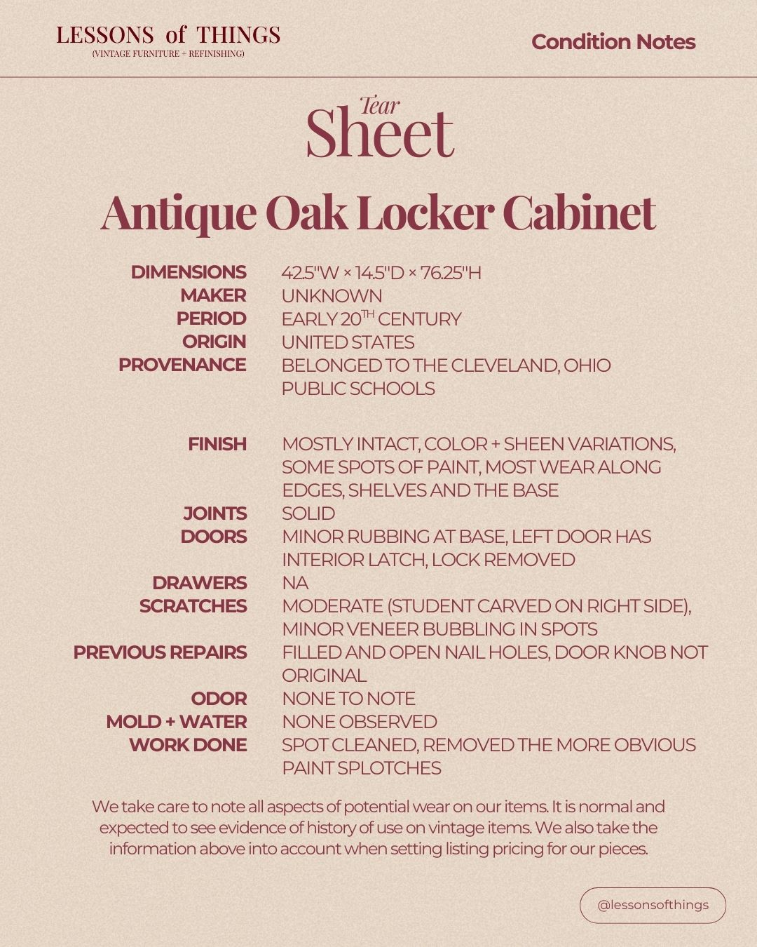 Antique Oak School Locker Armoire - Image 4