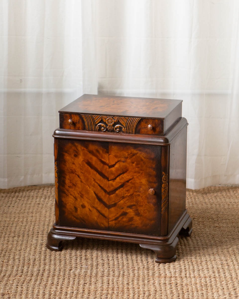 Art Deco Faux Burlwood Nightstand