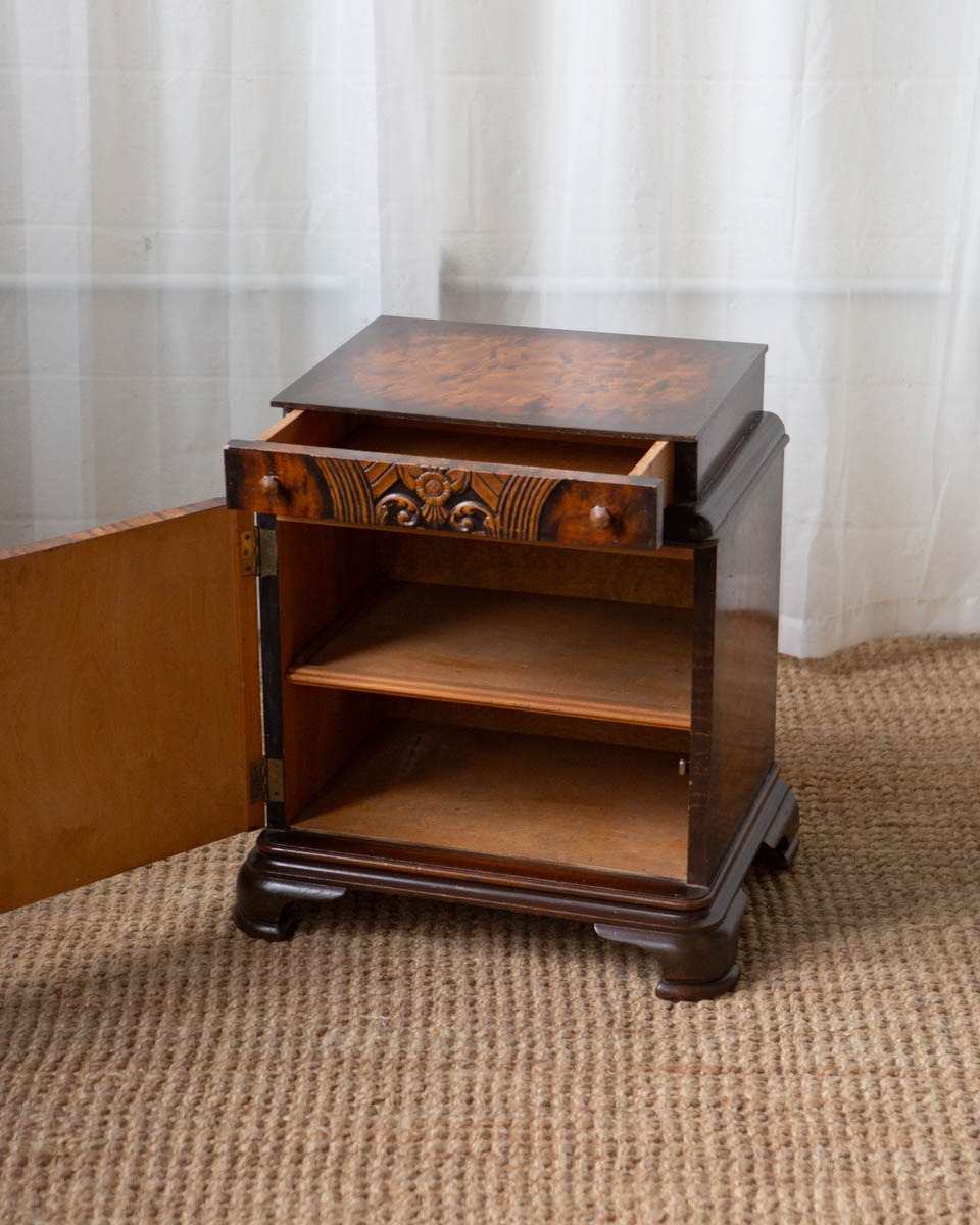 Art Deco Faux Burlwood Nightstand - Image 5