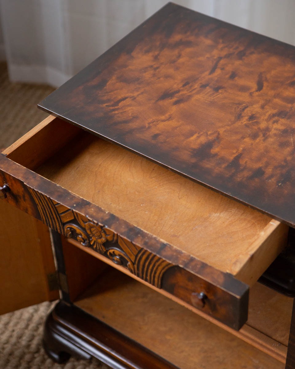 Art Deco Faux Burlwood Nightstand - Image 6