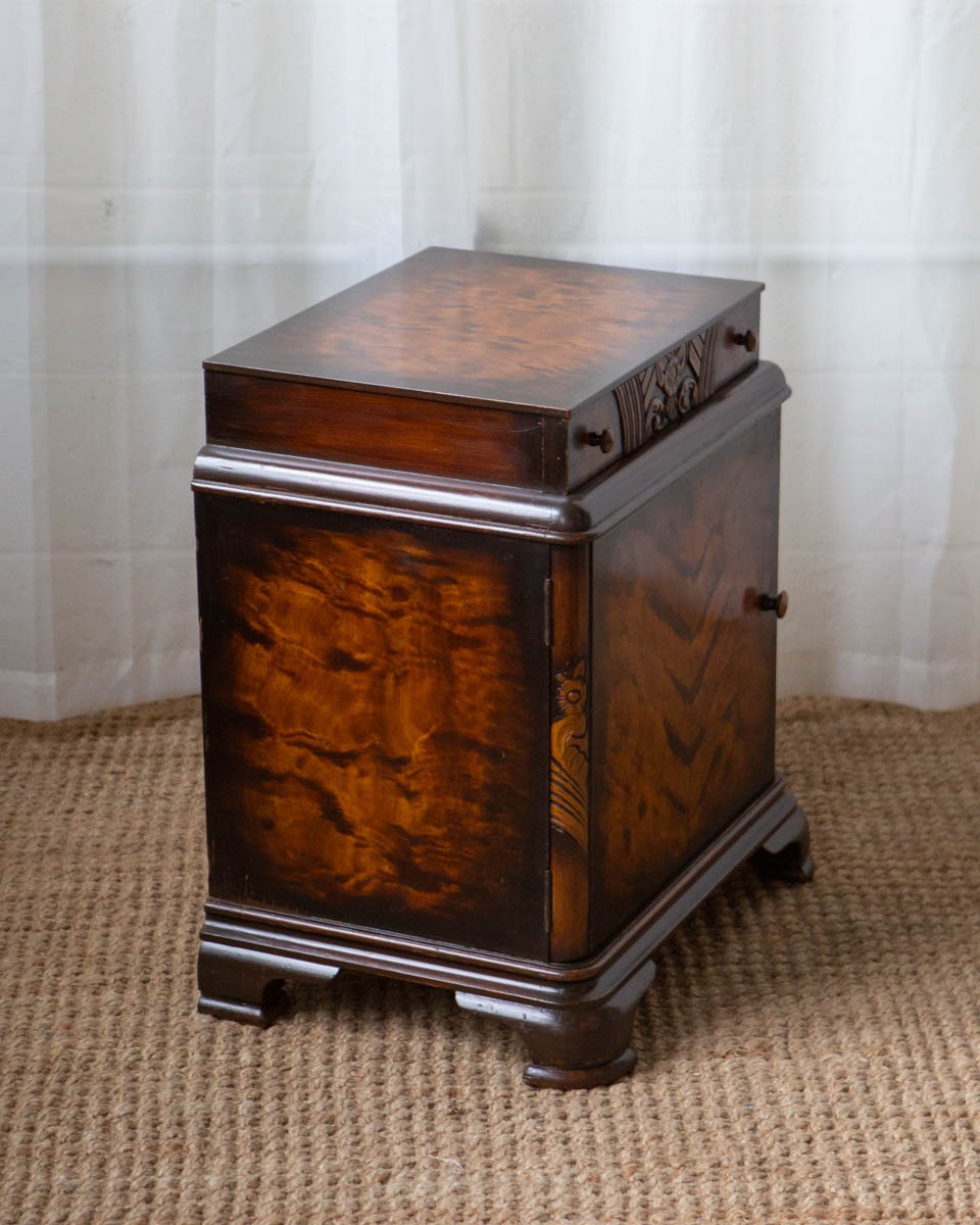 Art Deco Faux Burlwood Nightstand - Image 7