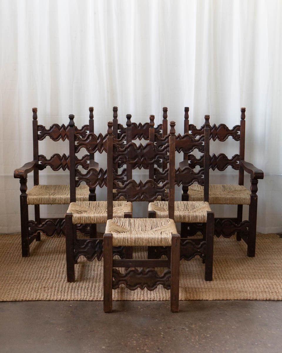 Handmade Mexican Ladderback Dining Chairs (6)