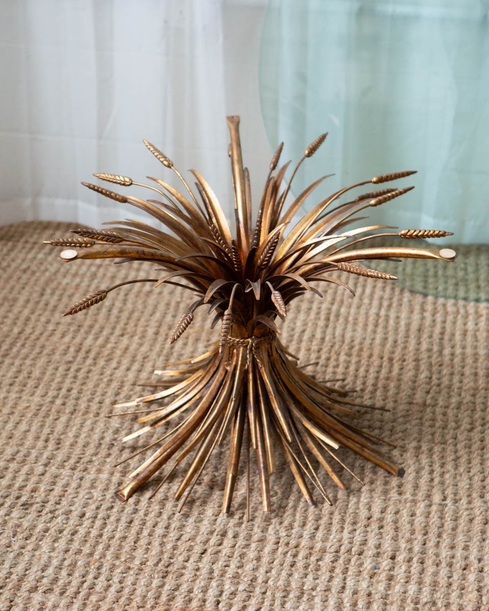Vintage Gold Sheaf Wheat Coffee Table - Image 6