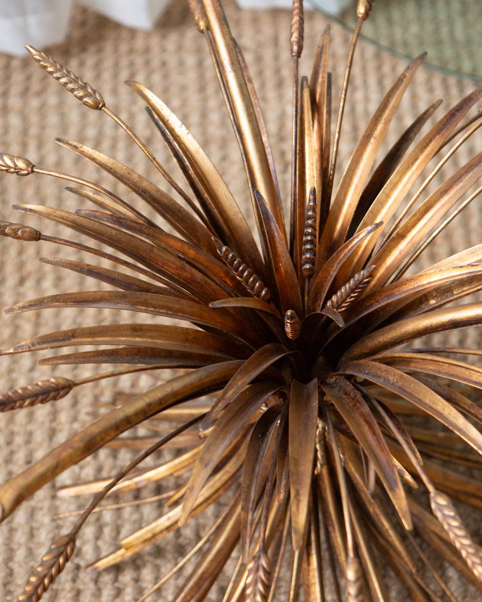 Vintage Gold Sheaf Wheat Coffee Table - Image 2