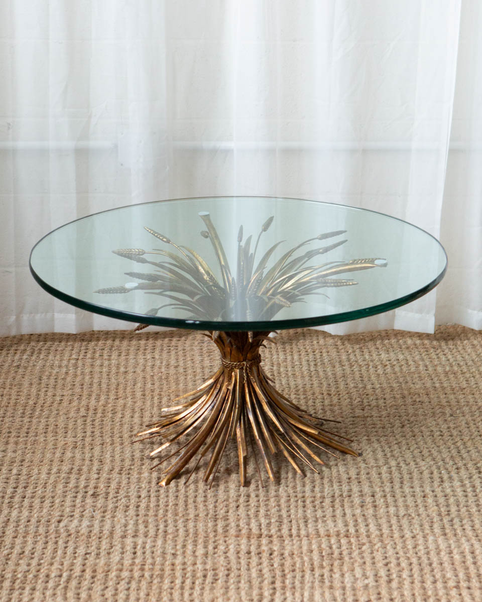 Vintage Gold Sheaf Wheat Coffee Table