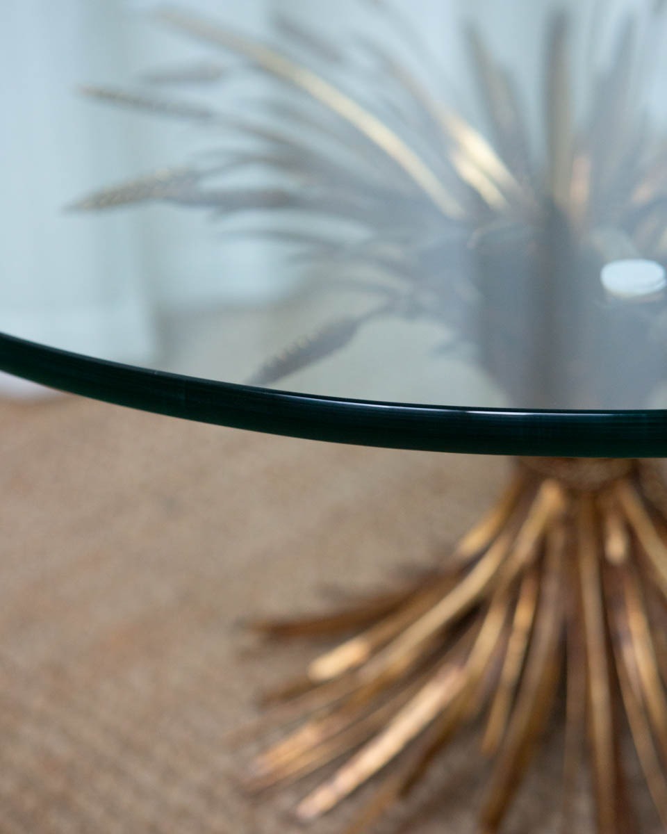 Vintage Gold Sheaf Wheat Coffee Table - Image 5